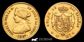 Isabel II (1833-1848) Gold 4 Escudos 3,40 g. 18 mm. Madrid 1867 Good very fine (MBC)