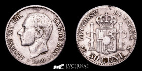 Alfonso XII Silver 50 Céntimos 2,50 g, 18 mm Madrid 1880 Good very fine (EBC)