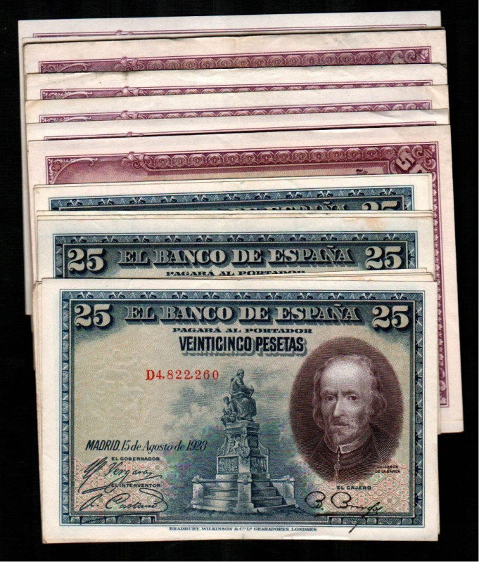 15 de agosto de 1928. 25 pesetas. Series D y C. Cinco de cada, no correlativos. ...