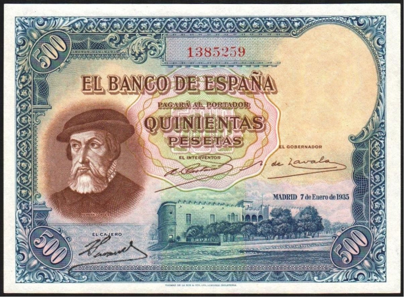 7 de enero de 1935. 500 pesetas. E365. Leve marquita en esquina ¿de contar?. SC,...