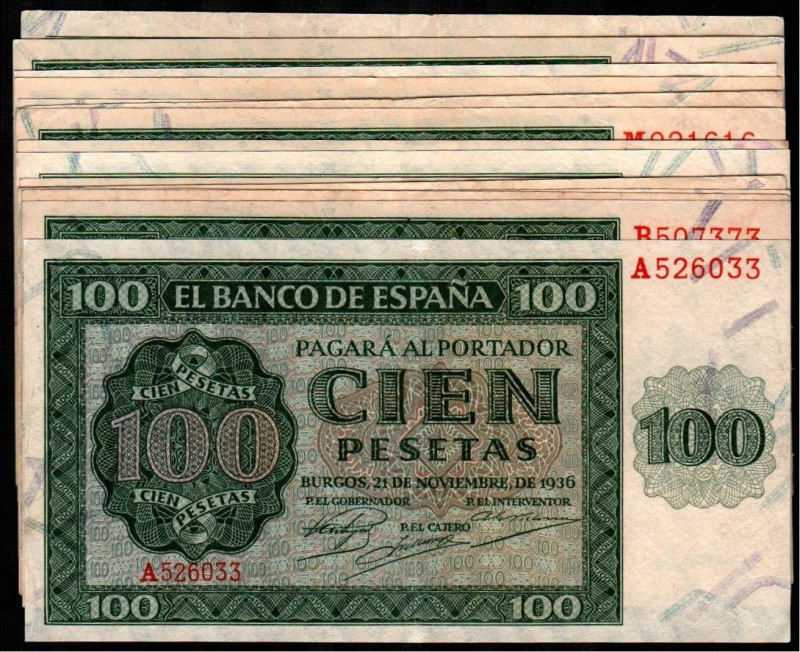 21 de noviembre de 1936. 100 pesetas. Series A, B, C, D, F, G, K, H, J, M, N, O,...