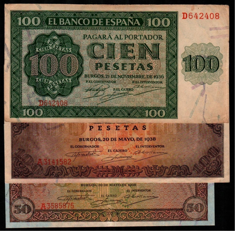 20 de mayo de 1938. 50 pesetas. Serie A. E431. 100 pesetas. Serie A. E432. 21 de...