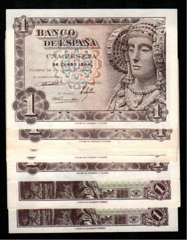 15 de junio de 1945. 1 peseta. Series M e I. E448a. 19 de junio de 1948. 1 peset...