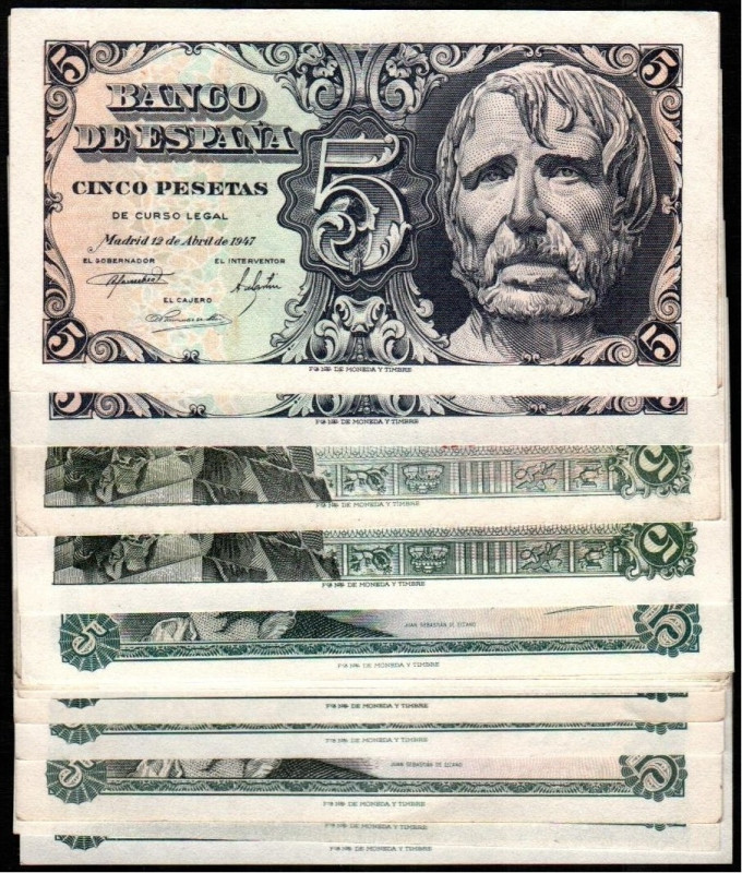 5 de marzo de 1948. 5 pesetas. Sin serie y series A, B, C, D, E, F, I, H, J, K, ...