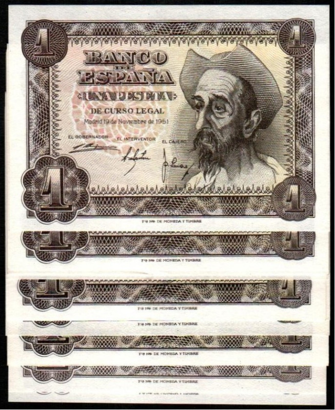 19 de noviembre de 1951. 1 peseta. Series C, D, E, K, R y S. Parejas correlativa...