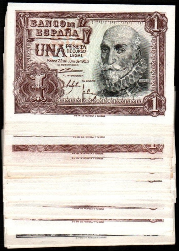 22 de julio de 1953. 1 peseta. Sin serie y series A, B, C, D, E, F, G, H, I, J, ...