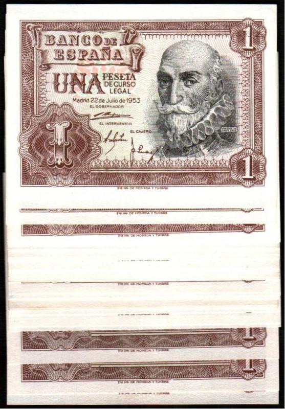 22 de julio de 1953. 1 peseta. Series E, F, I, R, T, U, Y, Z, 1C y 1G. Todos trí...