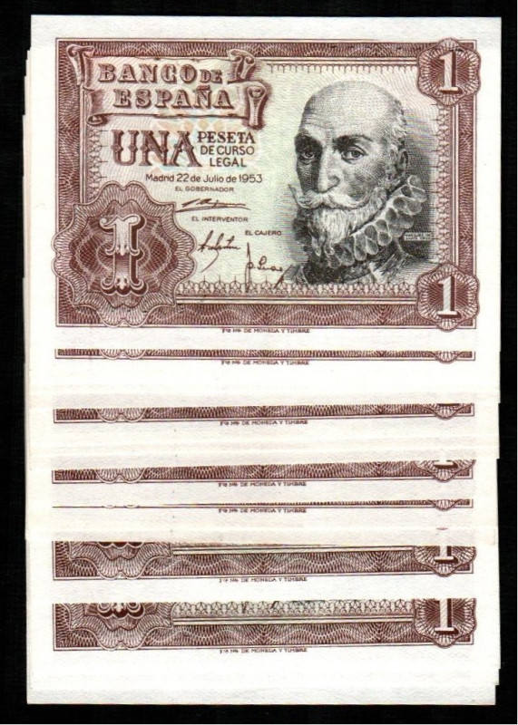 22 de julio de 1953. 1 peseta. Serie Y. Cinco correlativos. Serie C. Seis correl...