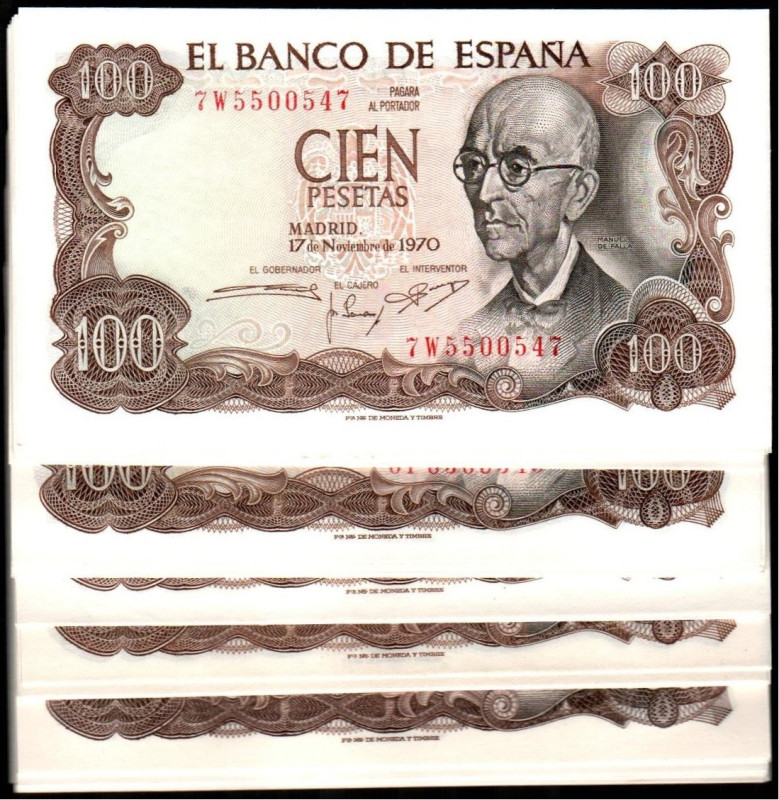 17 de noviembre de 1970. 100 pesetas. Series A, D, E, J, N, R, T, X, Y, 1A, 1F, ...