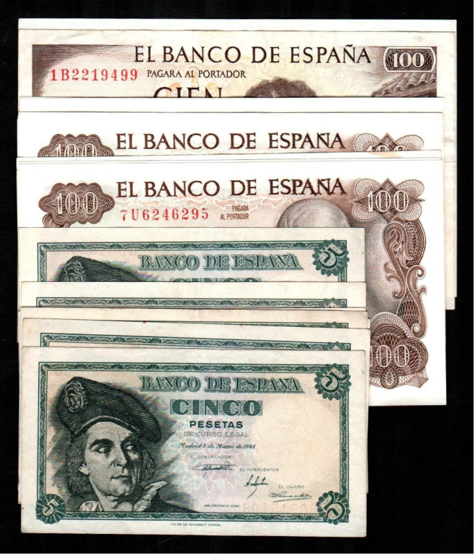 17 de noviembre de 1970. 100 pesetas. Serie 7U. Cuatro parejas por el último díg...