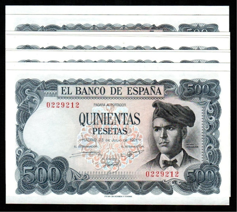 23 de julio de 1971. 500 pesetas. Sin serie. Inicio de colección de correlativos...