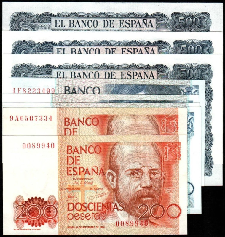 23 de octubre de 1979. 500 pesetas. Sin serie y series A, R y 1F. El primero con...