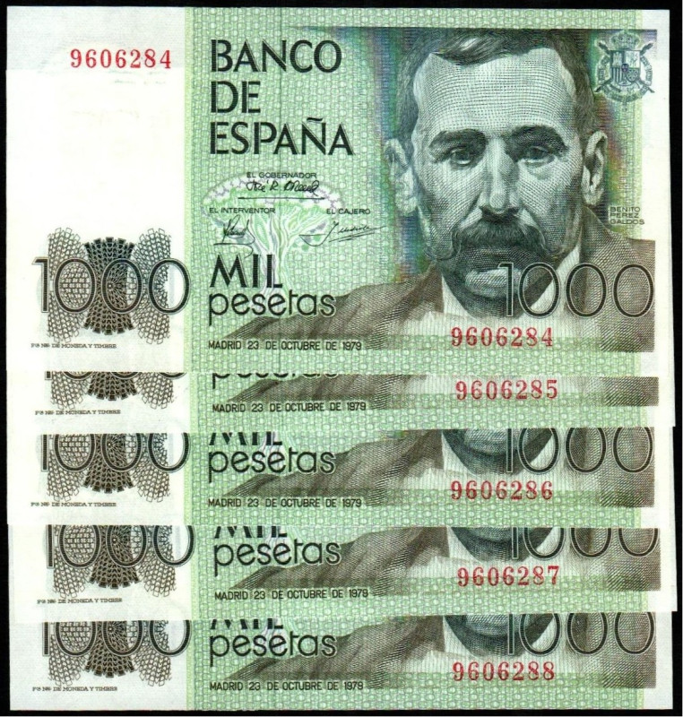 23 de octubre de 1979. 1.000 pesetas. Sin serie. Cinco correlativos. E477. SC, a...