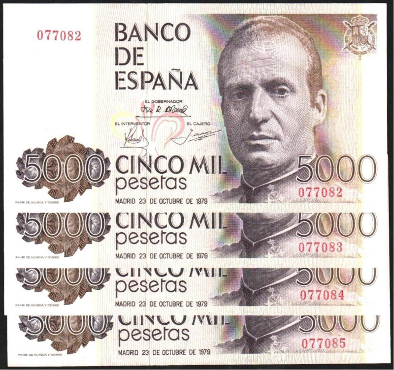 23 de octubre de 1979. 5.000 pesetas. Sin serie. Numeración no muy alta que comi...