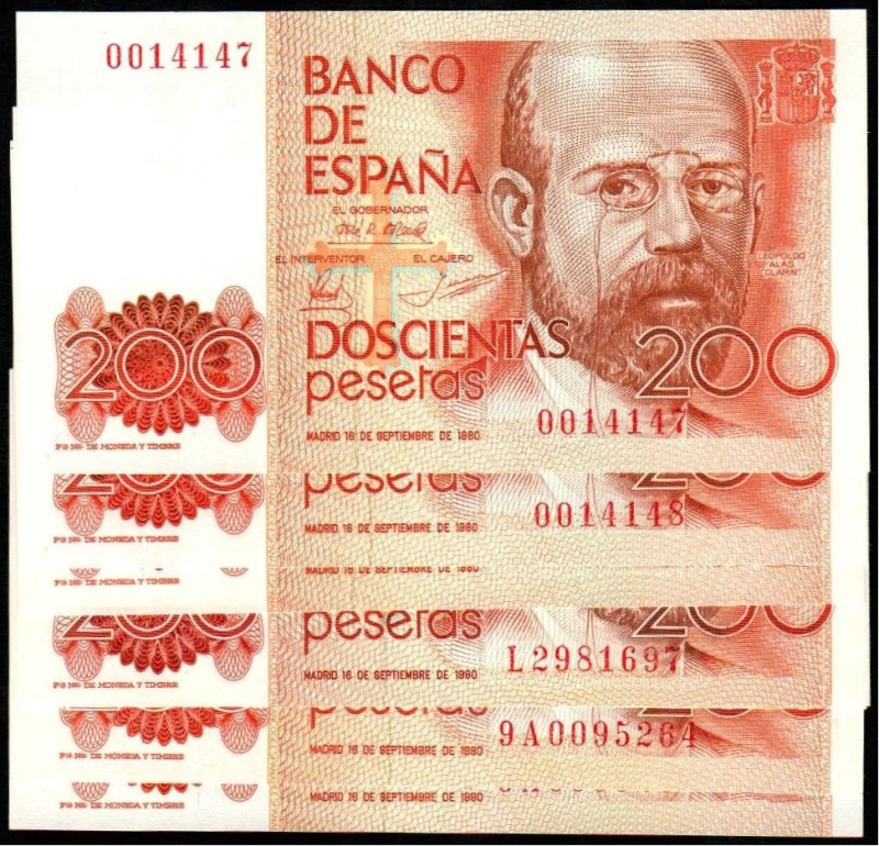 16 de septiembre de 1980. 200 pesetas. Sin serie (4). Numeración comienza con 00...