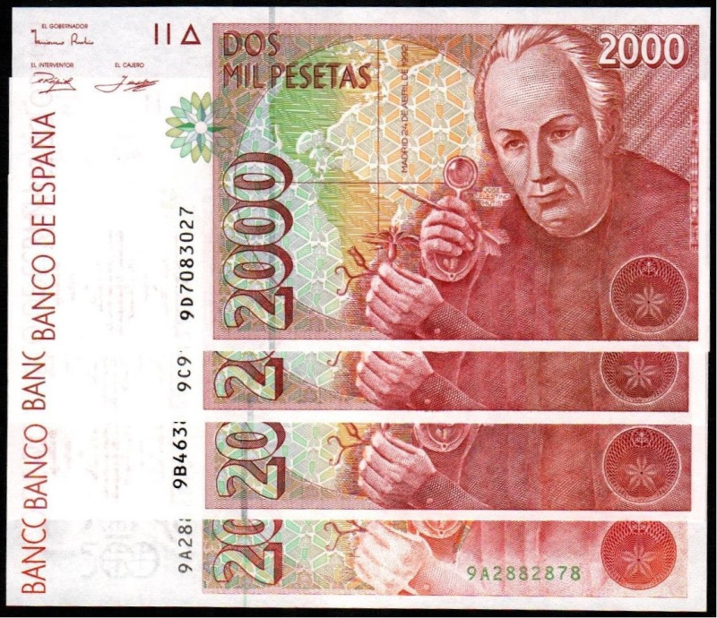 24 de abril de 1992. 2.000 pesetas. Series 9A, 9B, 9C y 9D. Los tres últimos del...