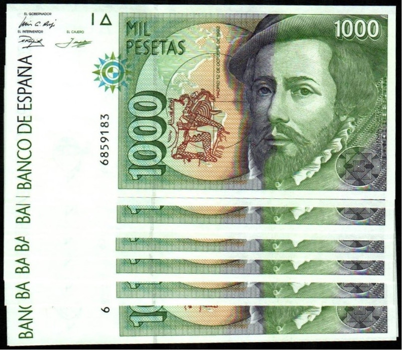 12 de octubre de 1992. 1.000 pesetas. Sin serie. Diez correlativos. E483. SC, ap...