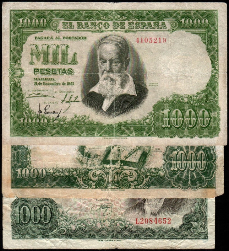 31 de diciembre de 1951. 1.000 pesetas. Sin serie. Falso de buena calidad. 19 de...