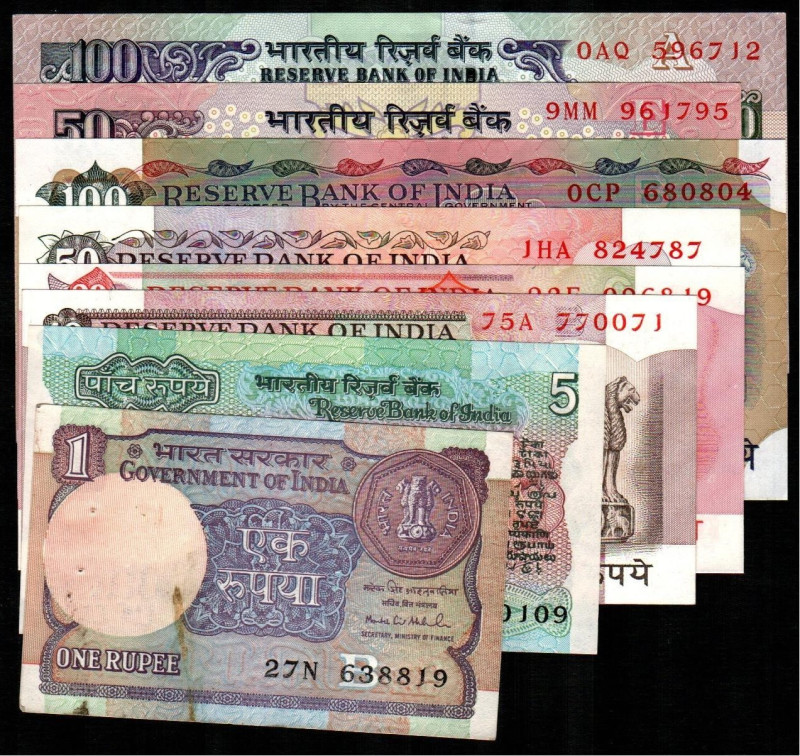 INDIA. 1 rupia. (1968-70). WPM77?. 5 rupias. (1975). WPM80 (4$). 10 rupias. (198...