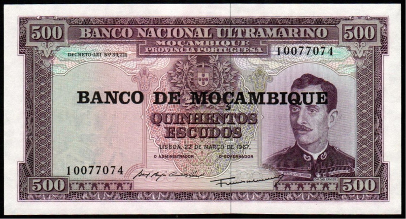 MOZAMBIQUE. 500 escudos. 1967. C. Xavier. WPM110 (75$). SC