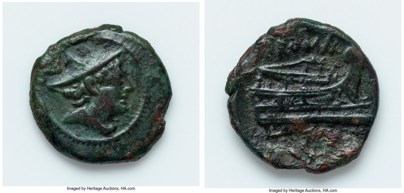 Anonymous. After ca. 217 BC. AE semuncia (17mm, 2.790 gm, 3h). Choice Fine. Head...