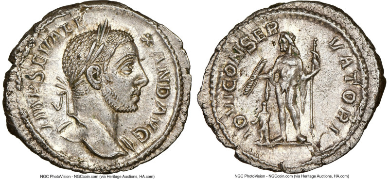 Severus Alexander, as Augustus (AD 222-235). AR denarius (21mm, 3.75 gm, 7h). NG...