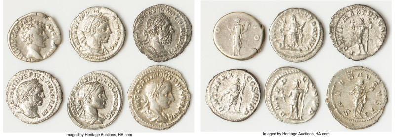 ANCIENT LOTS. Roman Imperial. Lot of six (6) AR denarii. VG-VF. Includes: Six Ro...