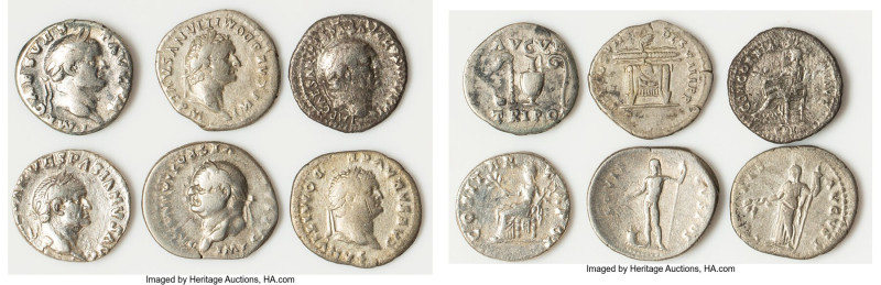 ANCIENT LOTS. Roman Imperial. Lot of six (6) AR denarii. Fine-Choice Fine, scrat...