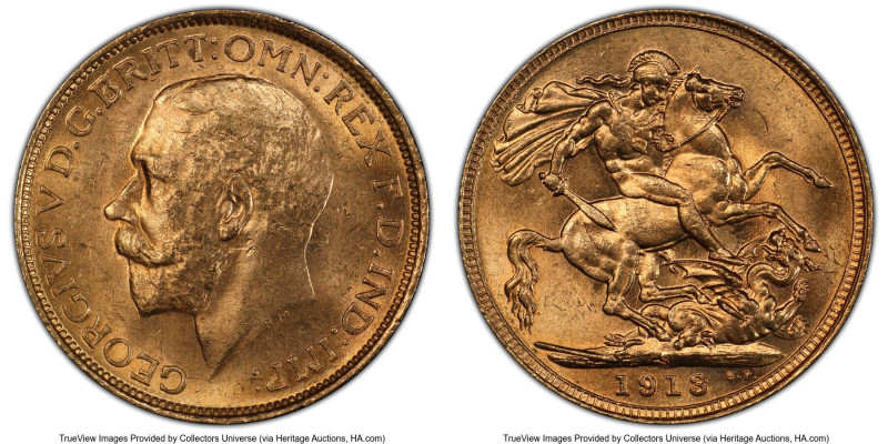 George V gold Sovereign 1913-S MS63 PCGS, Sydney mint, KM29, S-4003. HID09801242...