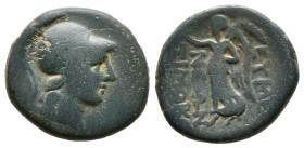 Greek Coins
PHRYGIA, Eumeneia (Circa 2nd-1st century BC)
AE Bronze (6,0 gr - 19,90 mm)
Obv: Helmeted head of Athena right
Rev: EYME-NEΩN ΔIOΦAN, Nike ...