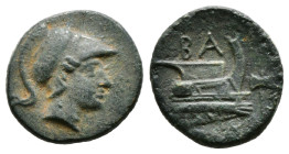 Greek Coins
Kingdom of Macedon, Demetrios I Poliorketes Æ . Salamis, circa 300-295 BC(2,6 gr - 16,60 mm). Helmeted head of Athena to right; c/m: Δ wit...