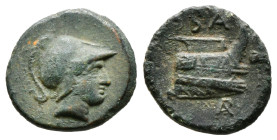 Greek Coins
Kingdom of Macedon, Demetrios I Poliorketes Æ . Salamis, circa 300-295 BC(2,3gr - 15,90 mm). Helmeted head of Athena to right; c/m: Δ with...