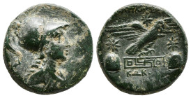 Greek Coins
PHRYGIA. Apameia. Circa 88-40 BC. AE (6,6 gr - 21,20 mm), Antiphon, son of Menekles, magistrate. Bust of Athena to right, wearing crested ...