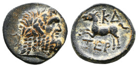 Greek Coins
PISIDIA. Termessos. ( Bronze, 4,0 gr - 16,90 mm) Ae (1st century BC). Laureate head of Zeus right. Rev: TEP / Horse rearing left; KΔ (date...