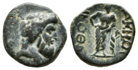 Greek Coins
PHRYGIA. Akmoneia. 1st century BC. AE (3.0 g, 16,70 h), Menodotos, son of Sillon, magistrate. Head of Zeus to right, wearing oak wreath. R...