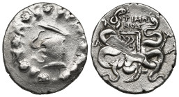 Greek Coins
MYSIA. Pergamon. Cistophor (Circa 166-67 BC).(12.00Gr. 23.00mm)
Obv: Cista mystica with serpent; all within ivy wreath.
Rev: Bowcase betwe...