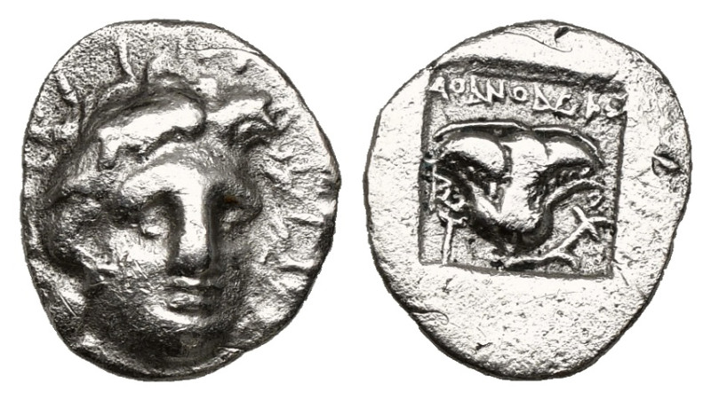 Greek Coins
Islands off Caria. Rhodos circa 170-88 BC.
Plinthophoric Hemidrachm ...