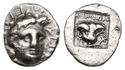 Greek Coins
Islands off Caria. Rhodos circa 170-88 BC.
Plinthophoric Hemidrachm AR (0,8 gr - 11,20 mm) very fine