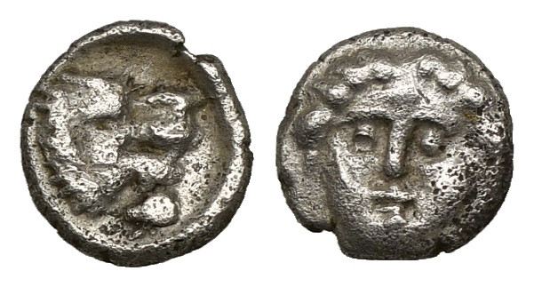 Greek Coins 
PAMPHYLIA. Aspendos. Obol (Circa 460-360 BC).
Obv: Facing gorgoneio...