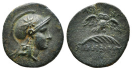 Greek Coins
MYSIA. Pergamon. Ae (Circa 200-133 BC).
Obv: Head of Athena right, wearing helmet decorated with star.
Rev: AΘHNAΣ / NIKHΦOPOY.
Owl, with ...