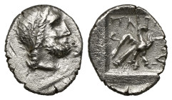 Greek Coins

Caria, Stratonikeia AR Hemidrachm (1,2 gr - 11,50 mm). Circa 88-85 BC. Laureate head of Zeus right / Eagle standing facing, wings displ...
