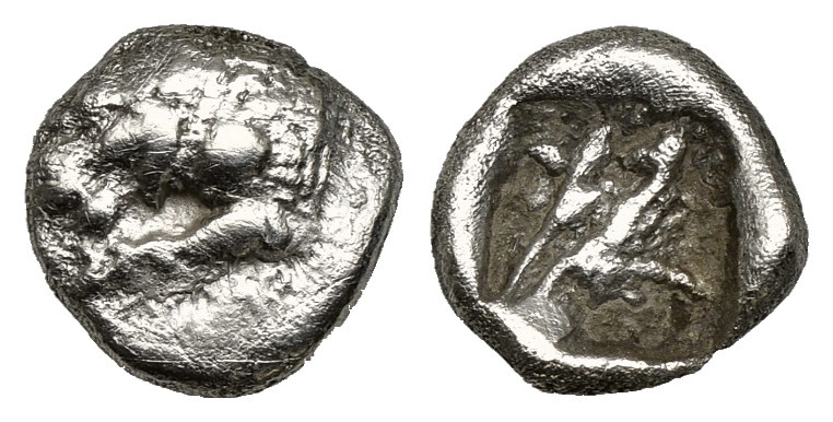 Greek Coins
CARIA, Mylasa(?). Circa 520-490 BC. AR Obol (0,8 gr - 9,10 mm). Pers...