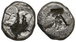 Greek Coins

DYNASTS OF LYCIA. Uncertain dynast (Circa 500-480 BC). Stater.
Obv: Forepart of boar left.
Rev: Incuse square with three raised proje...