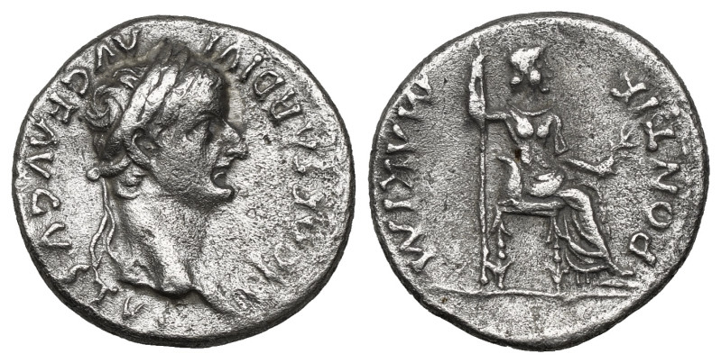 Roman Imperial
Tiberius. AD 14-37. AR Denarius (3,6 gr - 17,50 mm). Lugdunum (Ly...