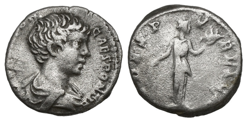 Roman Imperial
Caracalla, as Caesar, (196-198 A.D.), silver denarius, issued 196...