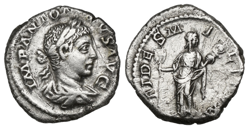 Roman Imperial
Elagabalus. AD 218-222. AR Denarius (3,6 gr - 18,30 mm). Rome min...