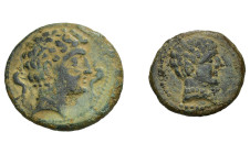 HISPANIA ANTIGUA. SEKAISA. Lote de 2 monedas: as y semis. BC+/MBC-.