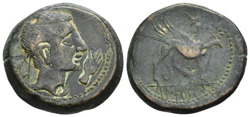 HISPANIA ANTIGUA. KASTILO-CASTULO. As. A/ Cabeza masculina diademada con ínfulas...