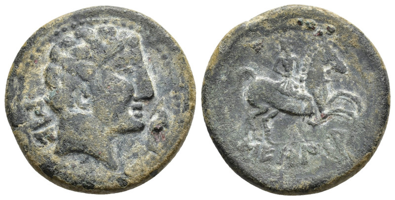 HISPANIA ANTIGUA. SEKAISA. Unidad. A/ Cabeza masculina a der., delante delfín, d...