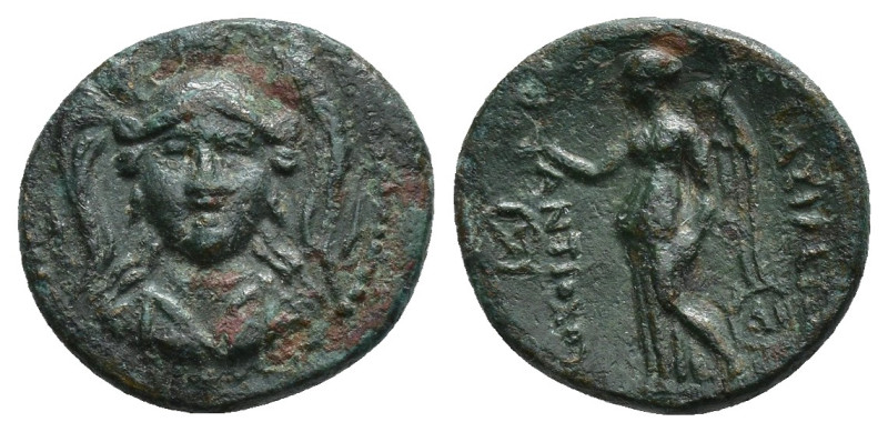 GRECIA ANTIGUA. REINO SELÉUCIDA. Antioco I. AE. A/ Cabeza frontal de Atenea. R/ ...